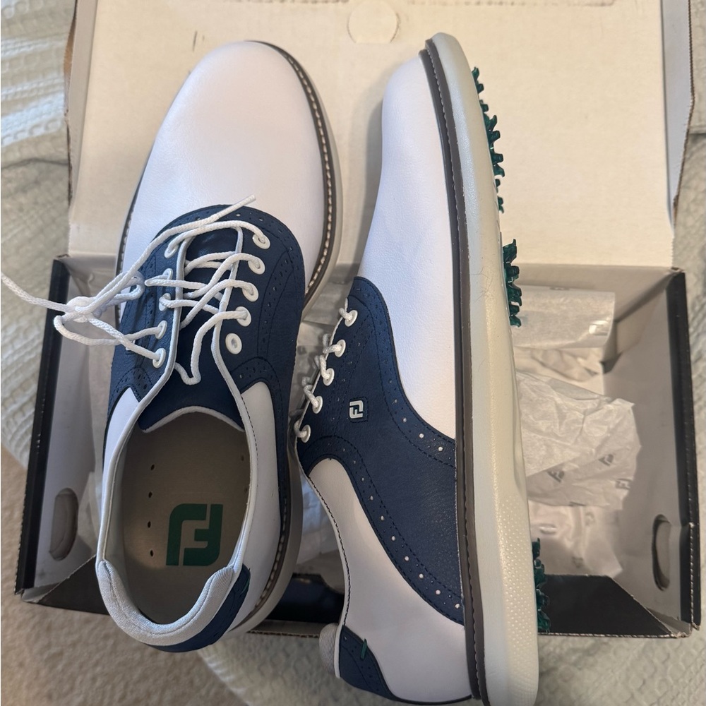 FootJoy Men's Shoe W/Box with Blue and White Design